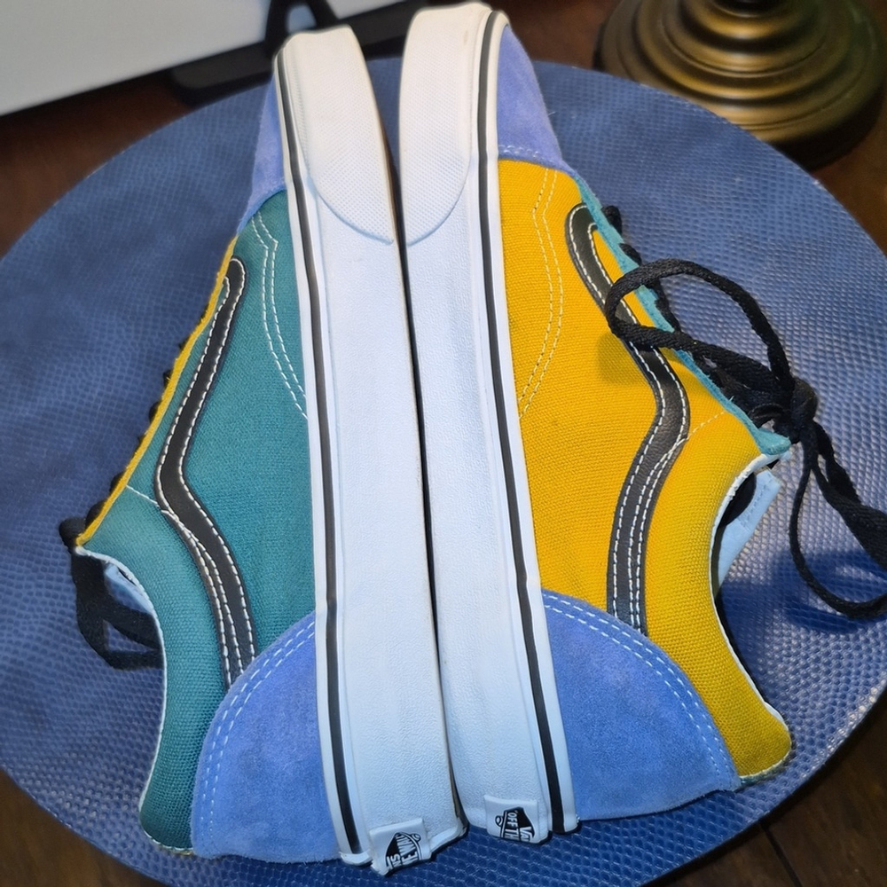 Vans Old Skool Men's Blue Suede/yellow Canvas.low Profile Shoes.(#1934)EC. - Picture 7 of 11
